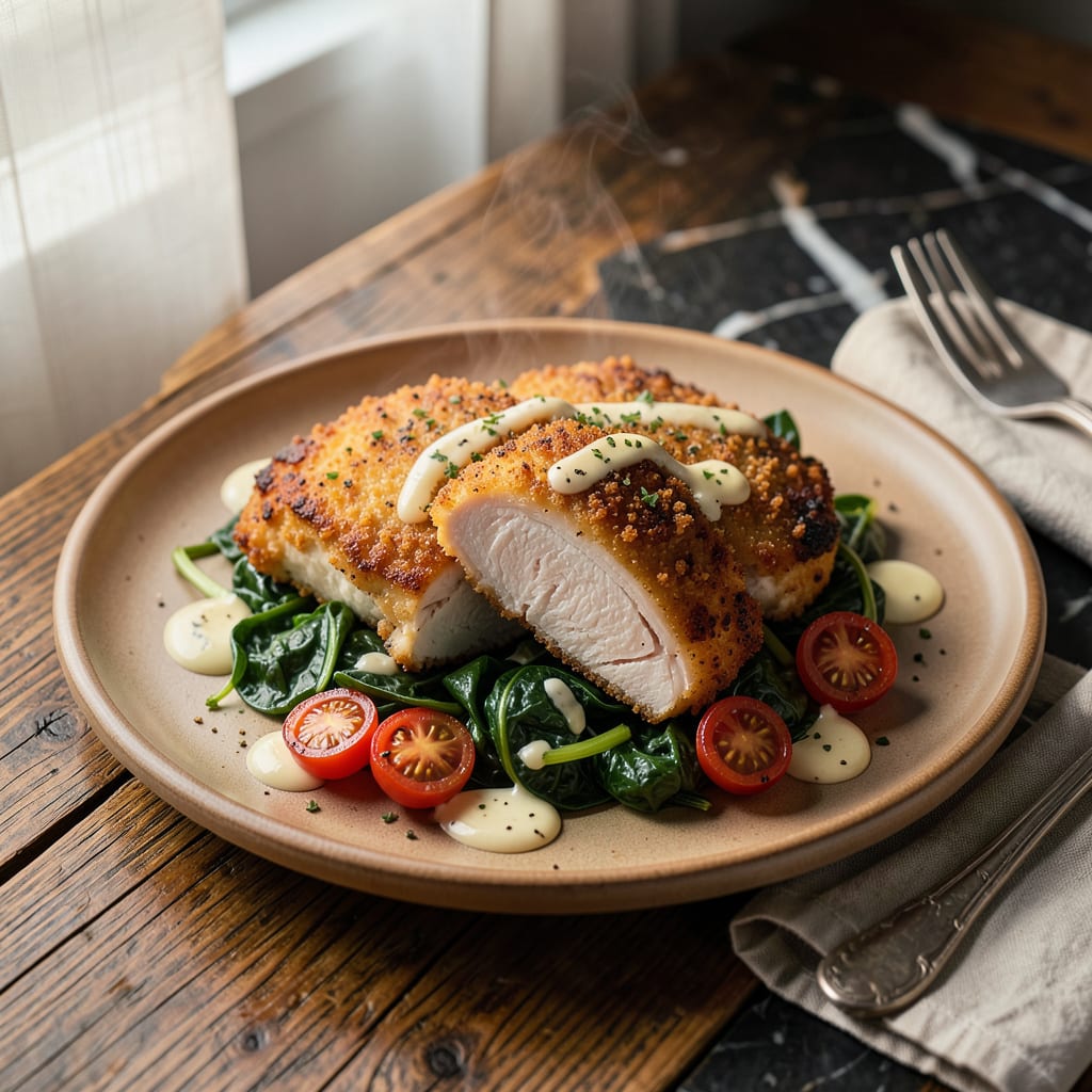 Hello Fresh Crispy Parmesan Chicken Recipe: Golden Crust With Juicy Centers example with annotations