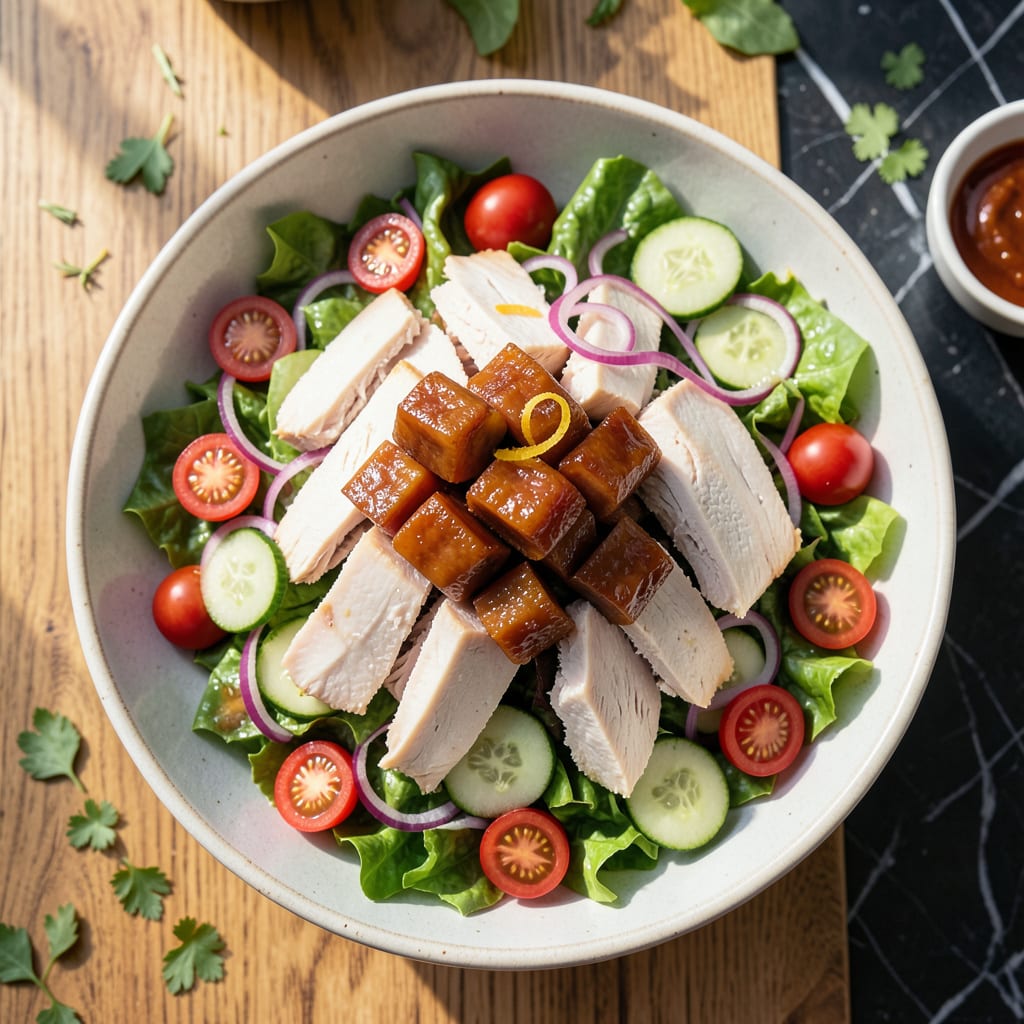 Visual representation of Honey Baked Ham Turkey Salad Recipe: Sweet and Savory Protein Packed Bowl
