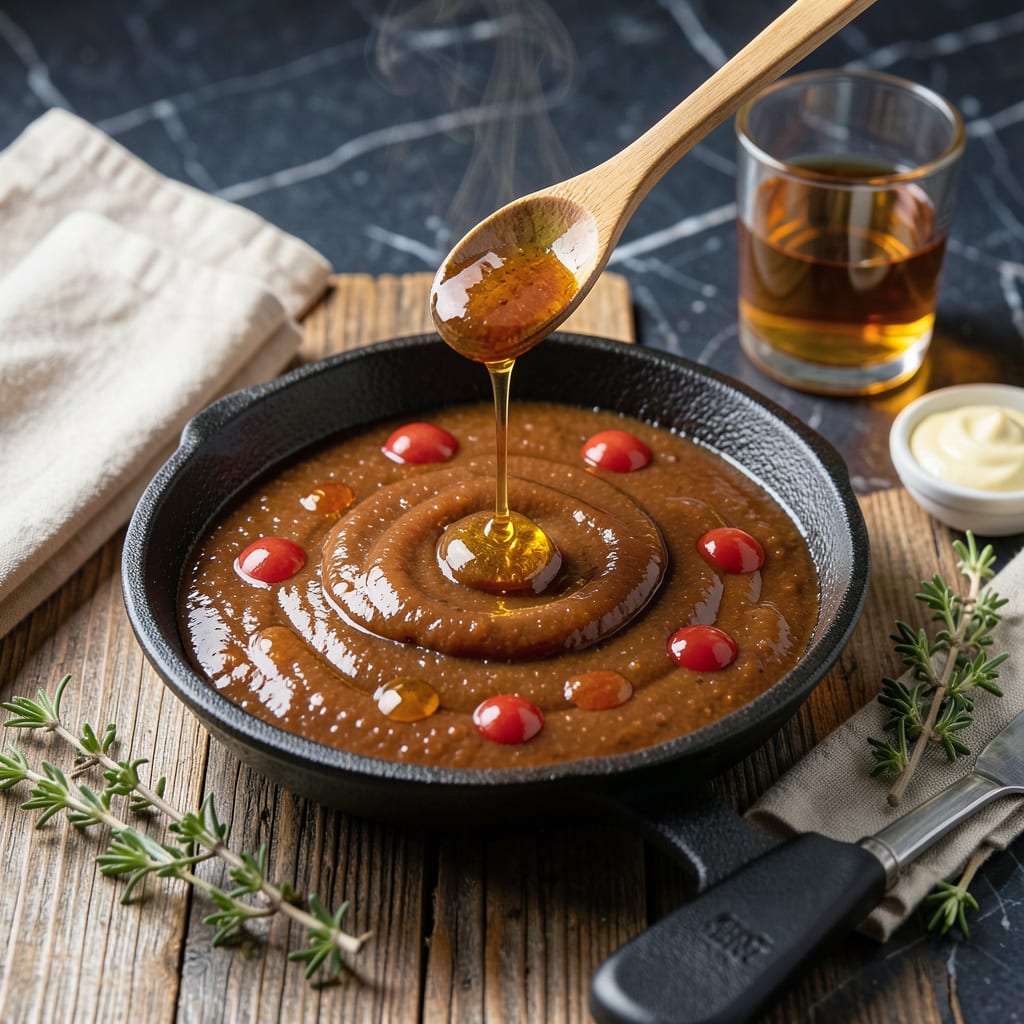 Honey Bourbon BBQ Sauce Recipe: Smoky Sweet Glaze With a Kick example with annotations