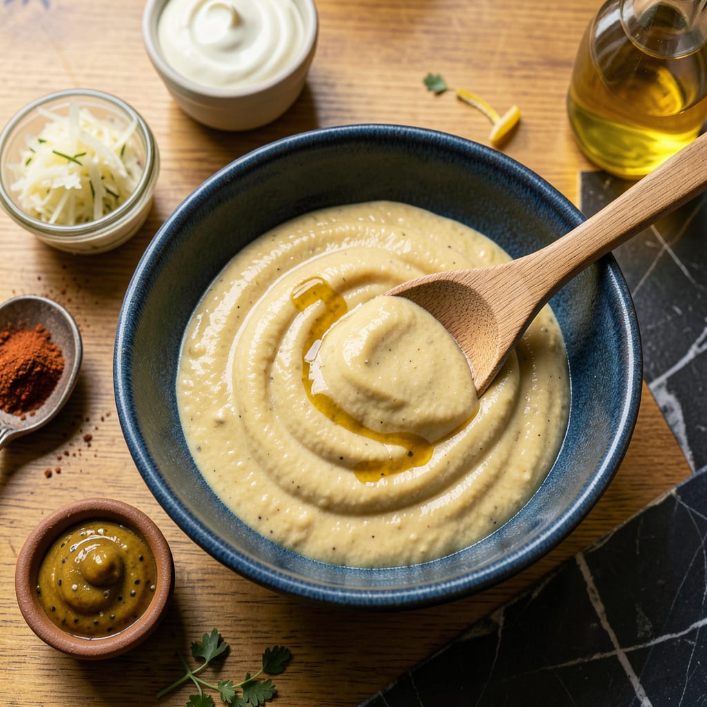 Visual representation of Horseradish Mustard Sauce Recipe: Creamy, Tangy Kick for Sandwiches and Dips