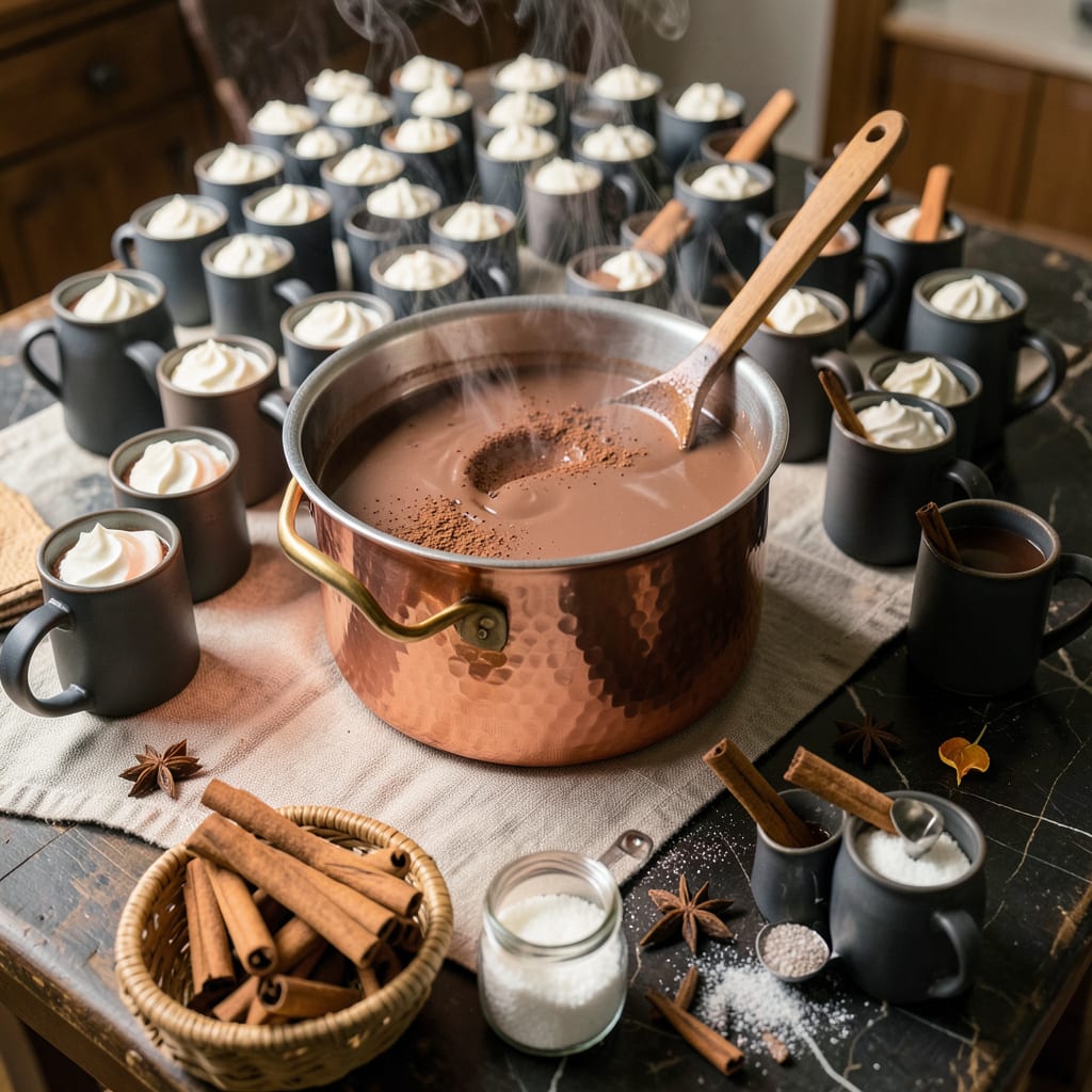 Hot Chocolate for 100 Guests: Crowd Pleasing Richness With Easy Batch Prep example with annotations