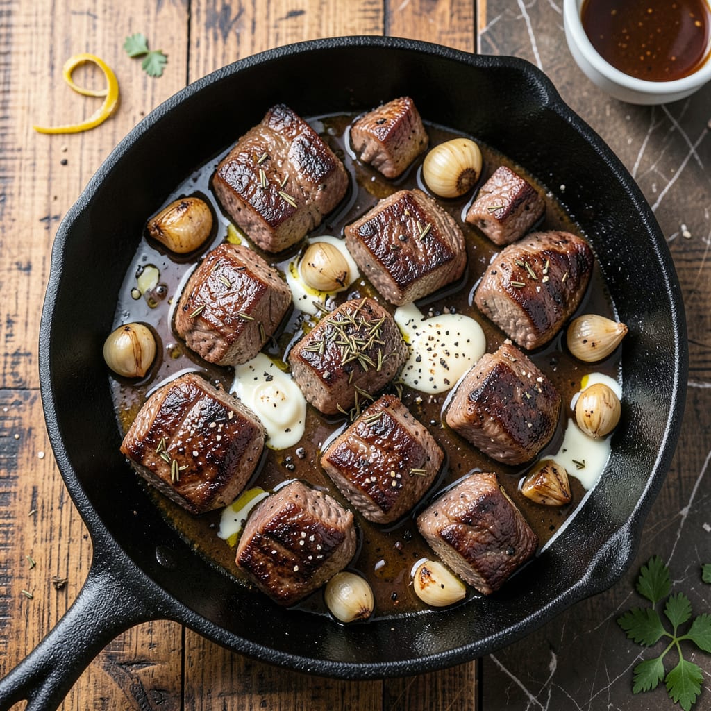 Complete IHOP Steak Tips Recipe: Buttery Garlic Bite Sized Morsels overview image