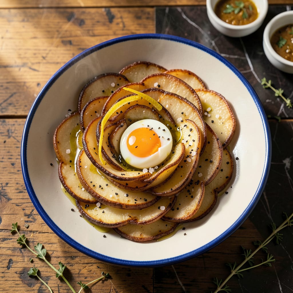 Complete Il Bistro Italiano Rosetta Recipe: Roman Style Crispy Potato Nest With Herb Infused Eggs overview image