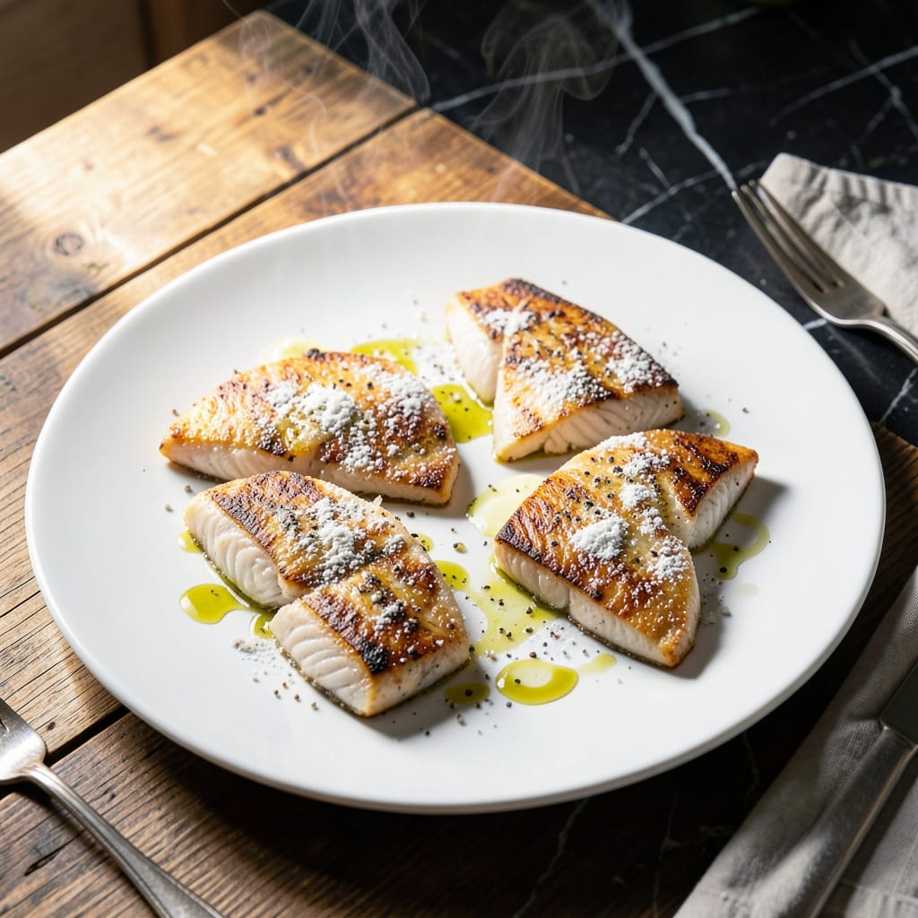 Ina Garten's Sea Bass Recipe: Pan Seared With Lemon Caper Sauce illustration with key details