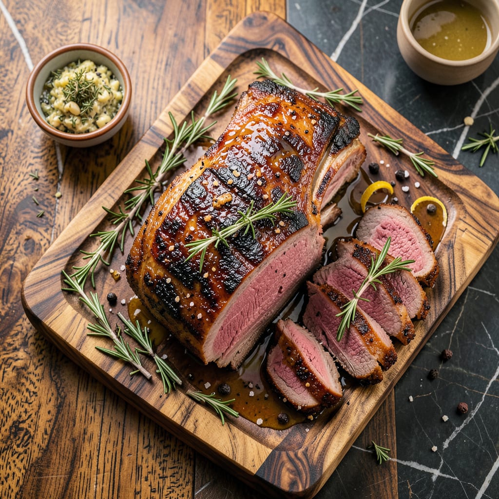 Visual representation of Ina Garten's Standing Rib Roast Recipe: Herb Crusted Elegance for Holiday Feasts