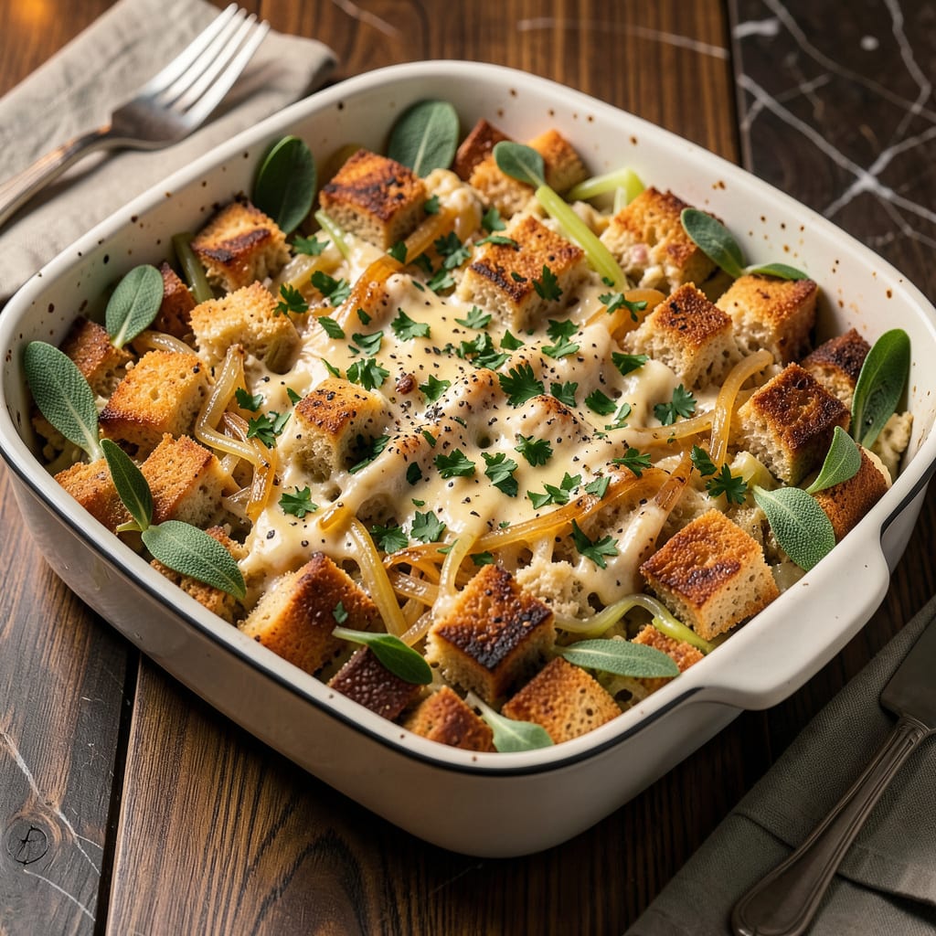 Ina Garten's Thanksgiving Stuffing Recipe: Herb Infused Crispy Top and Moist Center detailed visual guide