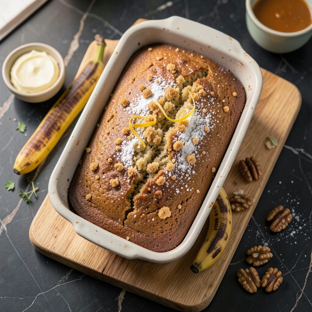 James Beard's Banana Bread Recipe: Moist Crumb With Caramelized Sweetness example with annotations