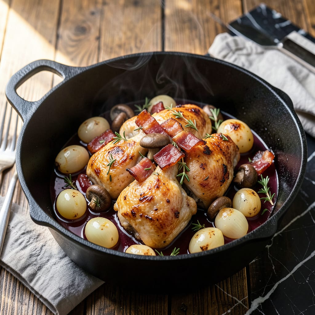 Complete Jamie Oliver's Coq Au Vin Recipe: French Bistro Braised Chicken overview image