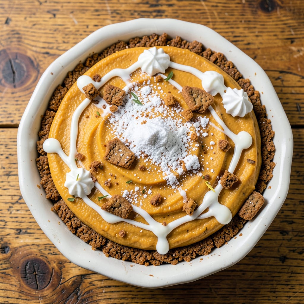 Visual representation of Jello No Bake Pumpkin Cheesecake Recipe: Spiced Cream Cheese Swirls on a Gingersnap Crust