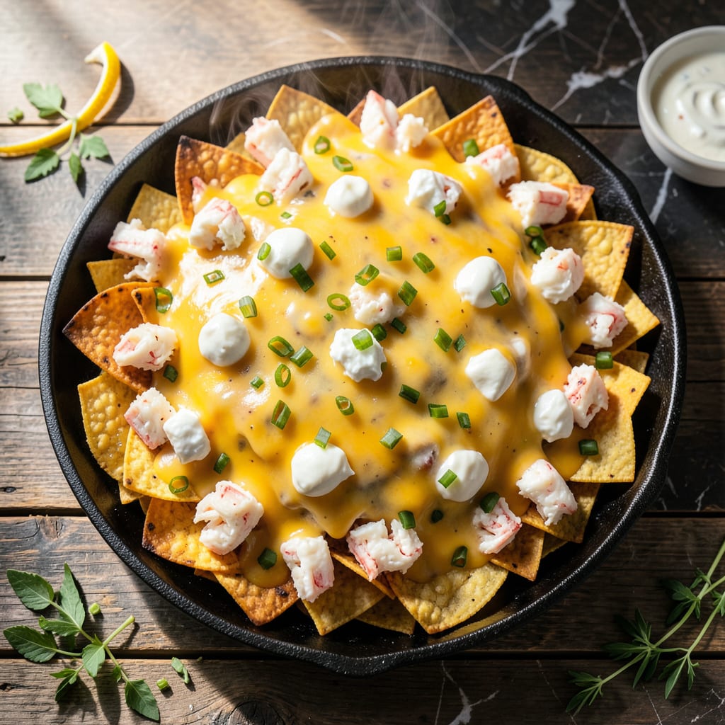 Visual representation of Joe's Crab Shack Crab Nachos Copycat Recipe: Loaded Cheese and Seafood Delight