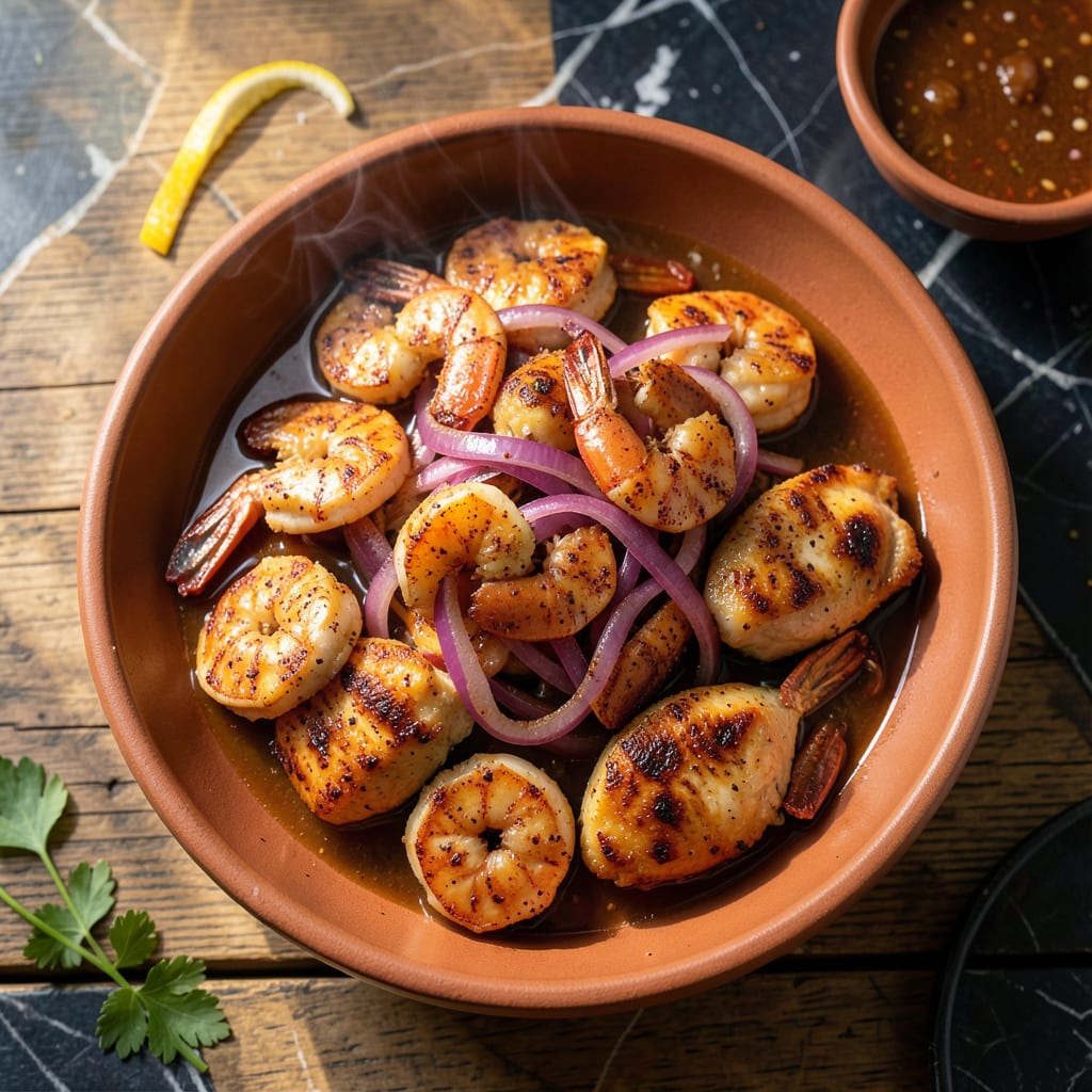 Johnny Carino's Spicy Shrimp and Chicken Recipe: Copycat Skillet with Bold Cajun Kick illustration with key details