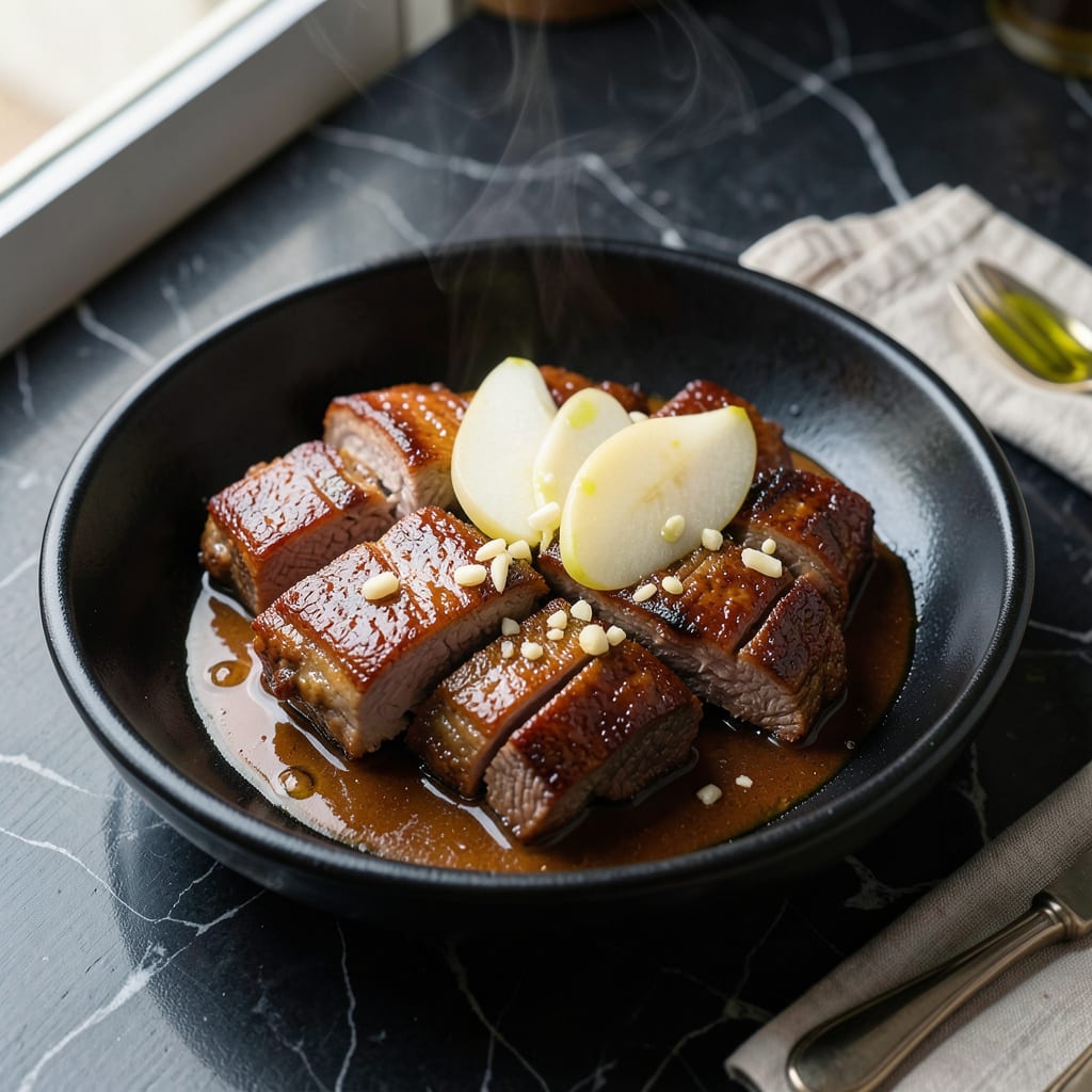 Korean Boneless Beef Short Ribs Recipe: Sweet and Savory Galbi Jjim Style illustration with key details