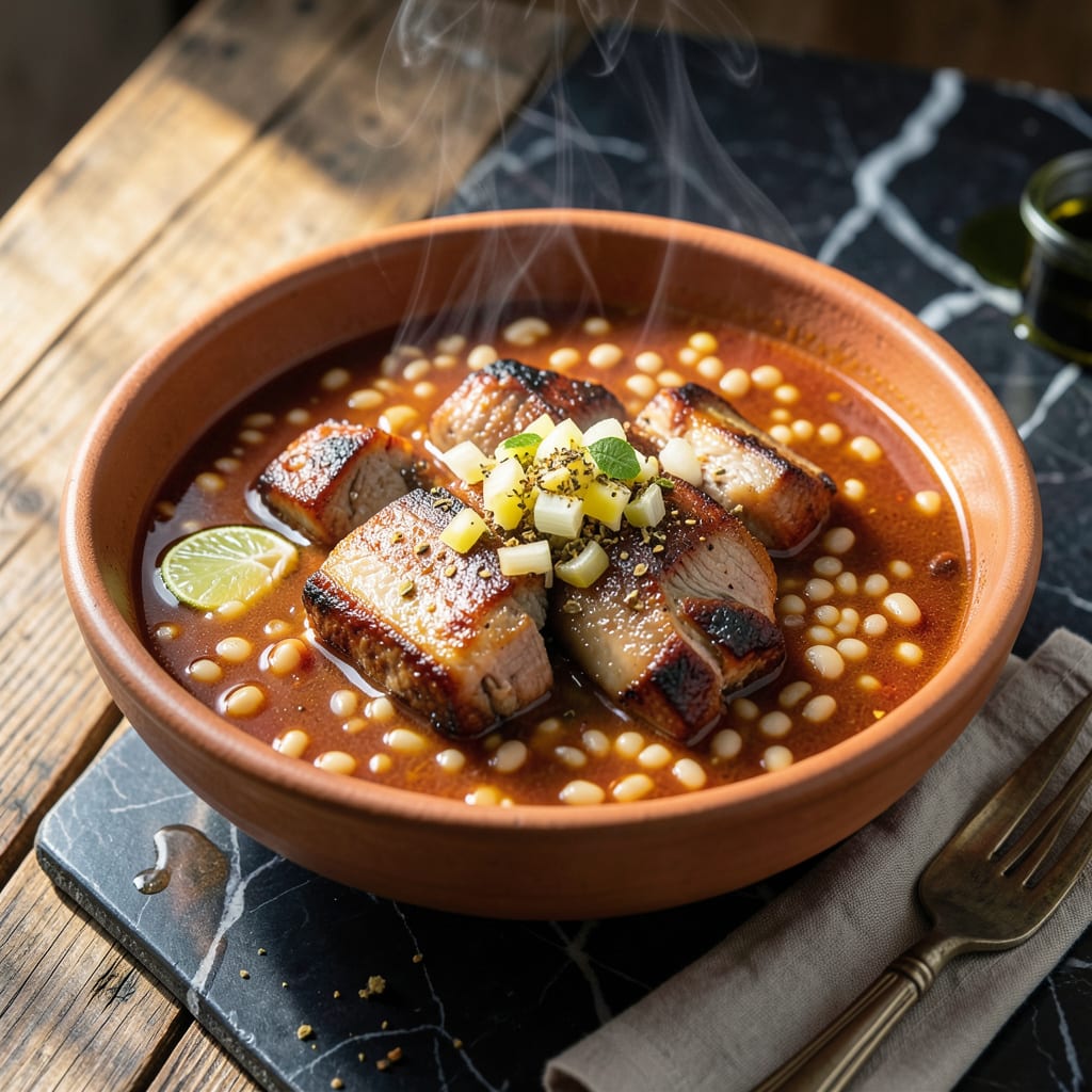 Las Palmas Pozole Recipe: Authentic Mexican Hominy Stew illustration with key details