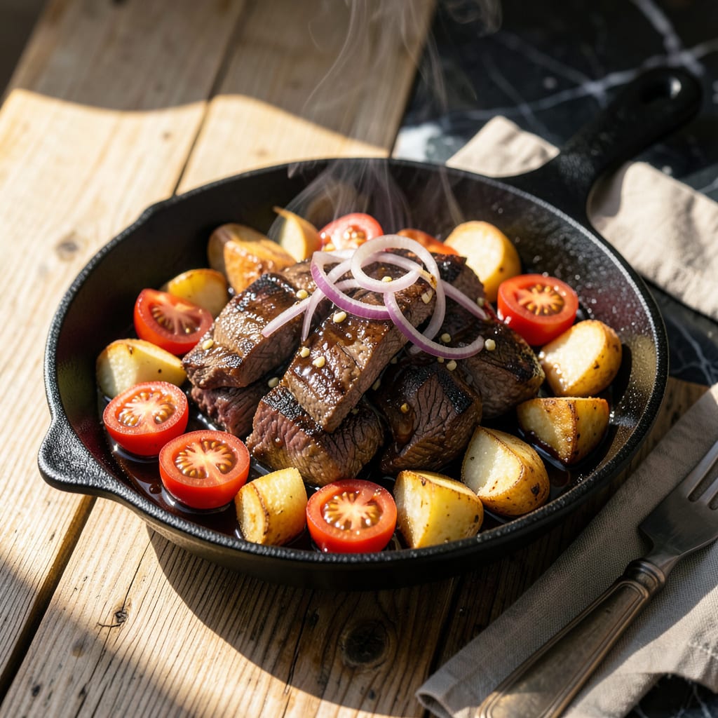 Lomo Saltado Recipe: Peruvian Stir Fry With Crispy Fries and Juicy Beef example with annotations