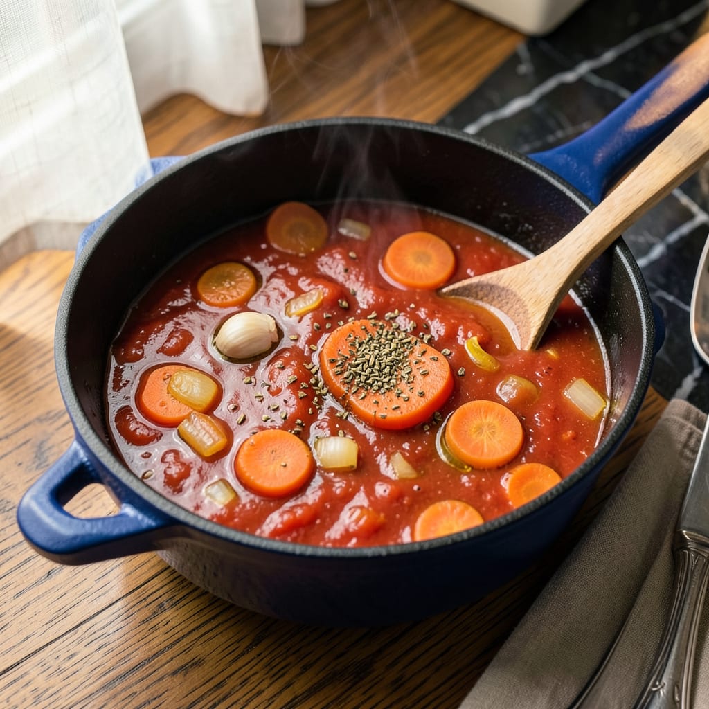 Low Acid Tomato Sauce Recipe: Smooth and Rich for Sensitive Stomachs example with annotations