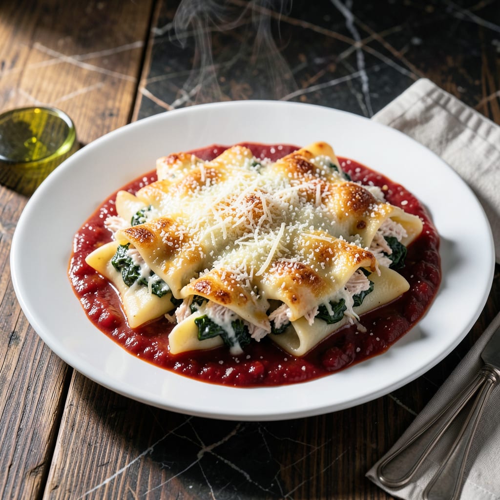 Complete maggianos chicken and spinach manicotti copycat recipe overview image