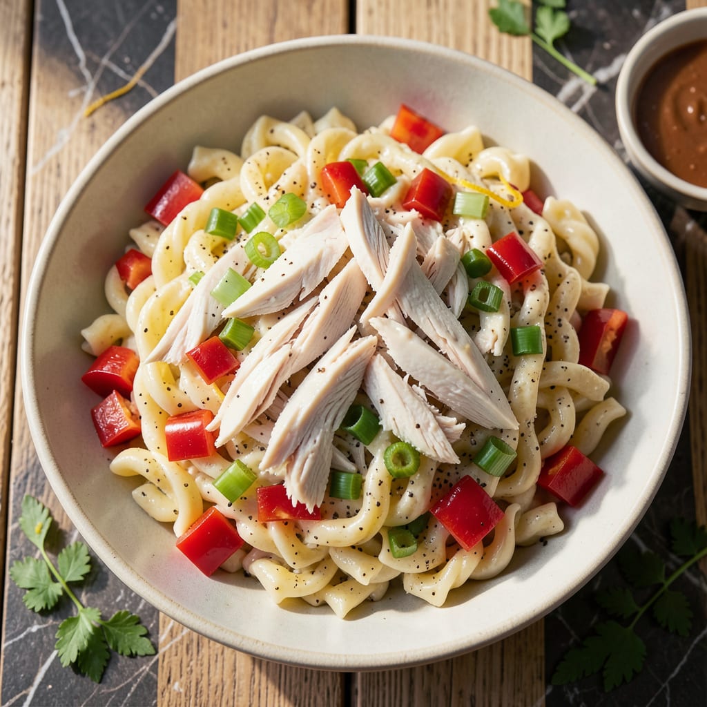 Mark's Feed Store Chicken Pasta Salad Recipe: Creamy Dressing With Crunchy Veggies detailed visual guide