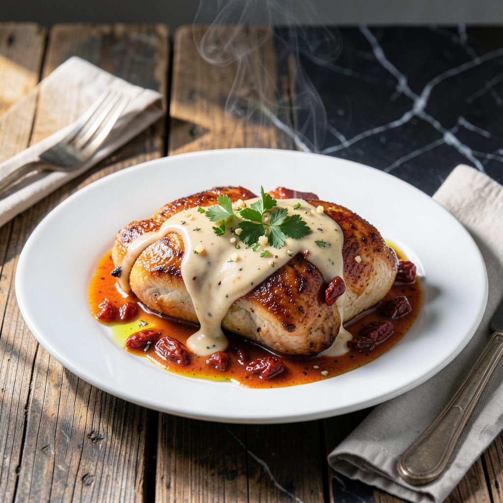Marry Me Chicken Recipe Delish: Sun Dried Tomato Cream Sauce Magic illustration with key details