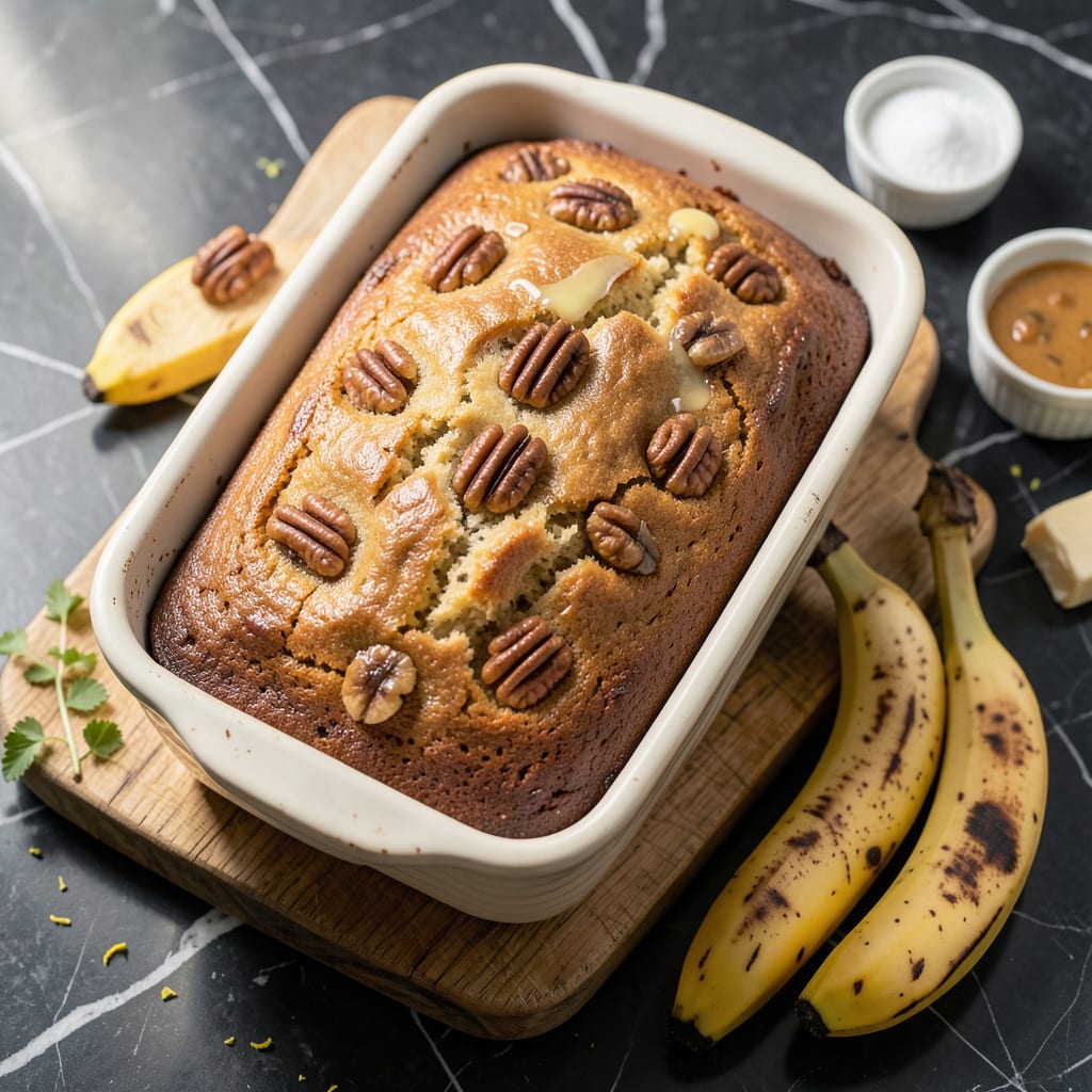 Visual representation of Martha Stewart Banana Bread Recipe: Moist Loaf With Walnut Crunch