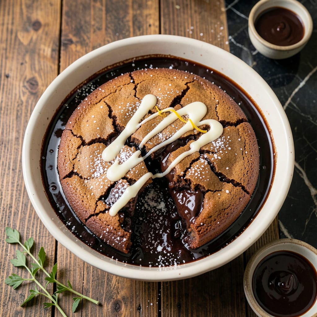 Meme's Chocolate Cobbler Recipe: Gooey Center With Cake Like Top example with annotations