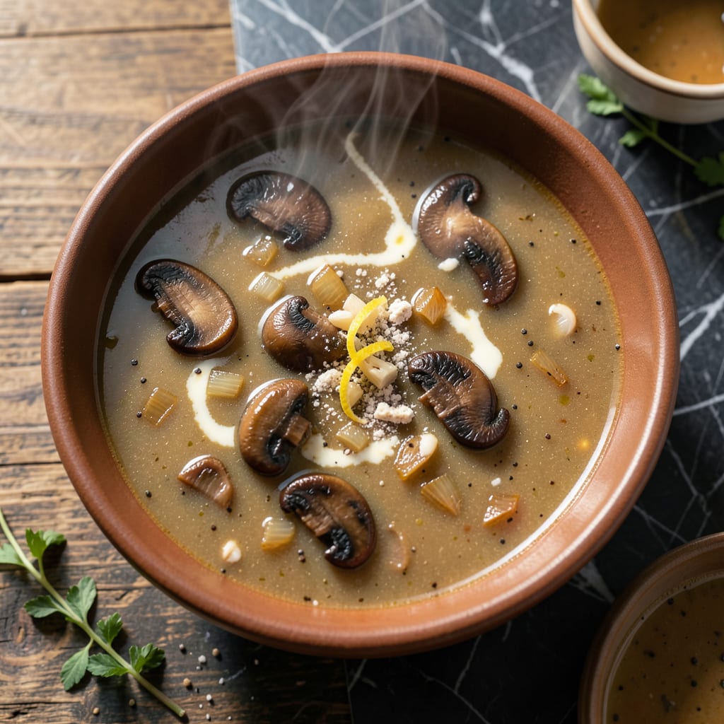 Mushroom Soup From Dried Forest Mushrooms Recipe: Earthy Depth in a Bowl illustration with key details