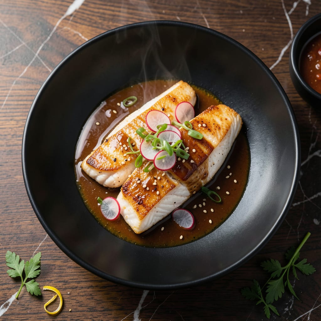 Nobu Chilean Sea Bass Recipe: Miso Marinated Melting Tenderness illustration with key details