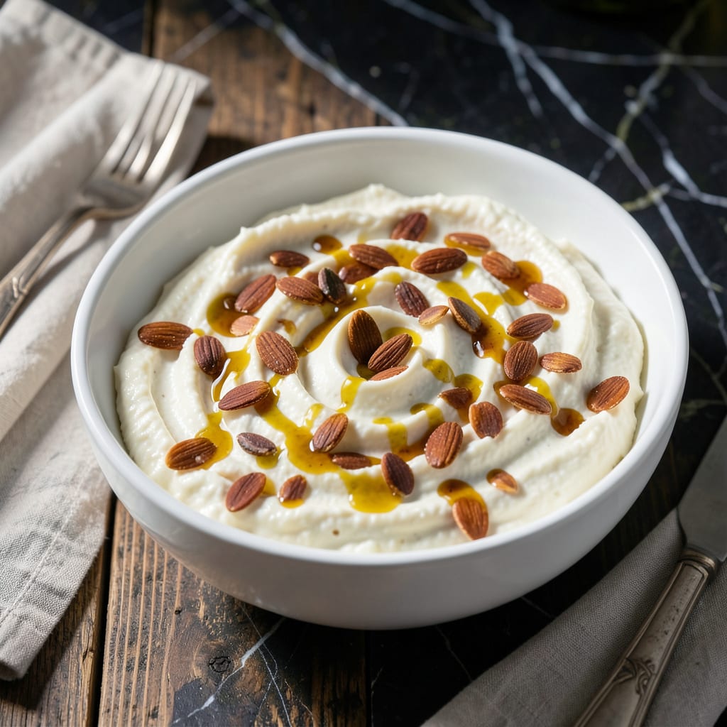 Olga's Swiss Almond Cheese Spread Recipe: Nutty Creaminess for Crackers example with annotations