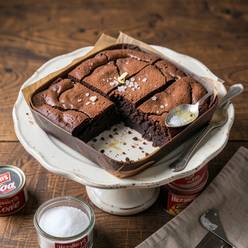 Original Hershey’s Cocoa Brownies Recipe: Fudgy Centers With Crackly Tops illustration with key details
