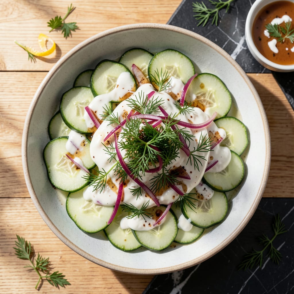 Pappas BBQ Cucumber Salad Recipe: Cool and Crunchy With a Zesty Kick illustration with key details