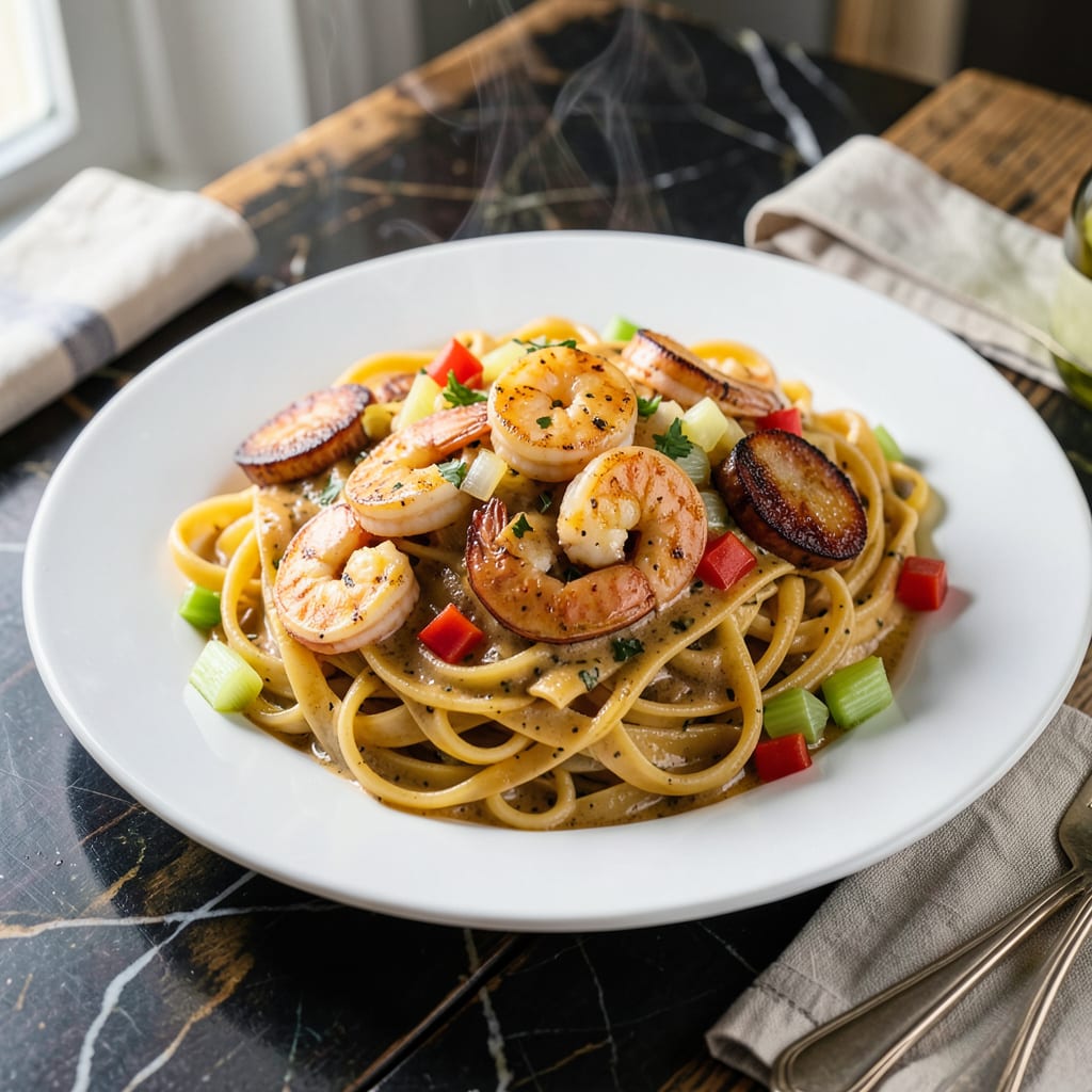 Pasta Mardi Gras Pappadeaux Recipe: Cajun Seafood and Sausage Celebration detailed visual guide