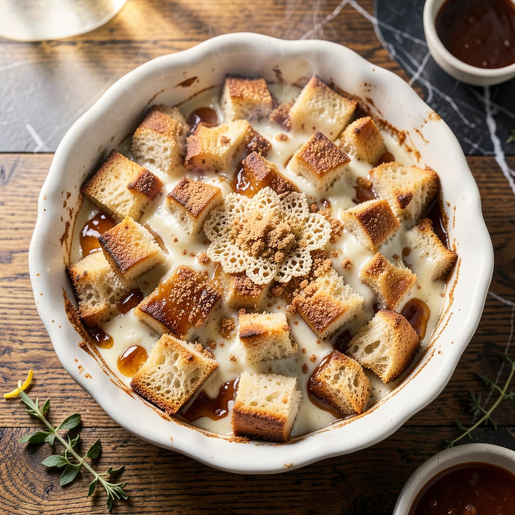 paula deen bread pudding recipe illustration with key details