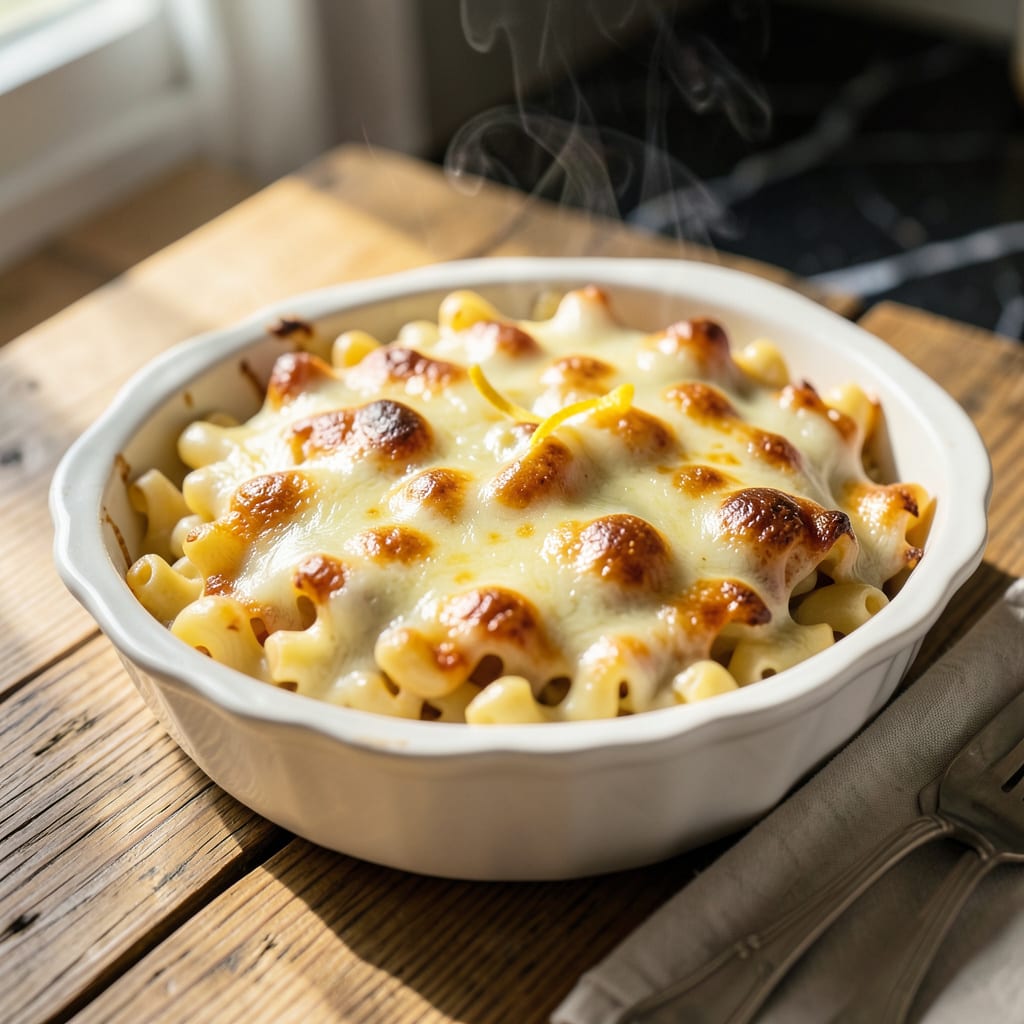 Visual representation of Paula Deen's Baked Mac and Cheese Recipe: Extra Creamy Layers With Buttery Ritz Crust