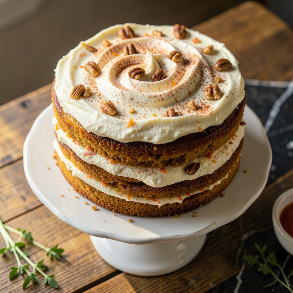 Paula Deen’s Carrot Cake Recipe: Ultra Moist Layers With Pecan Swirl Frosting example with annotations