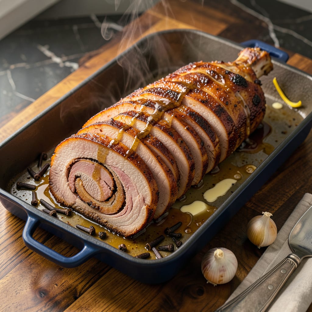 Paula Deen's Ham Recipe: Brown Sugar Glaze for Holiday Perfection illustration with key details
