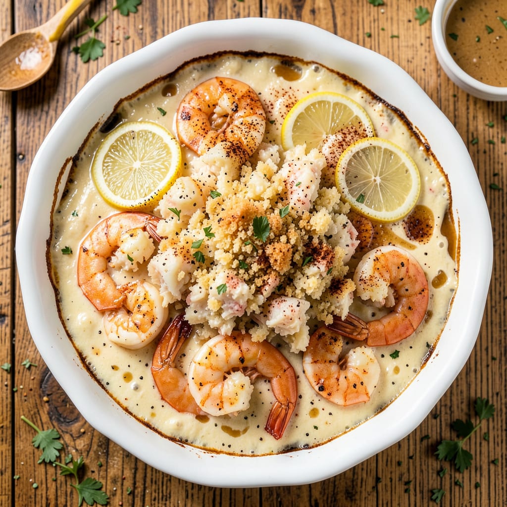 Paula Deen’s Seafood Casserole Recipe: Buttery Layers With Crab and Shrimp Richness example with annotations