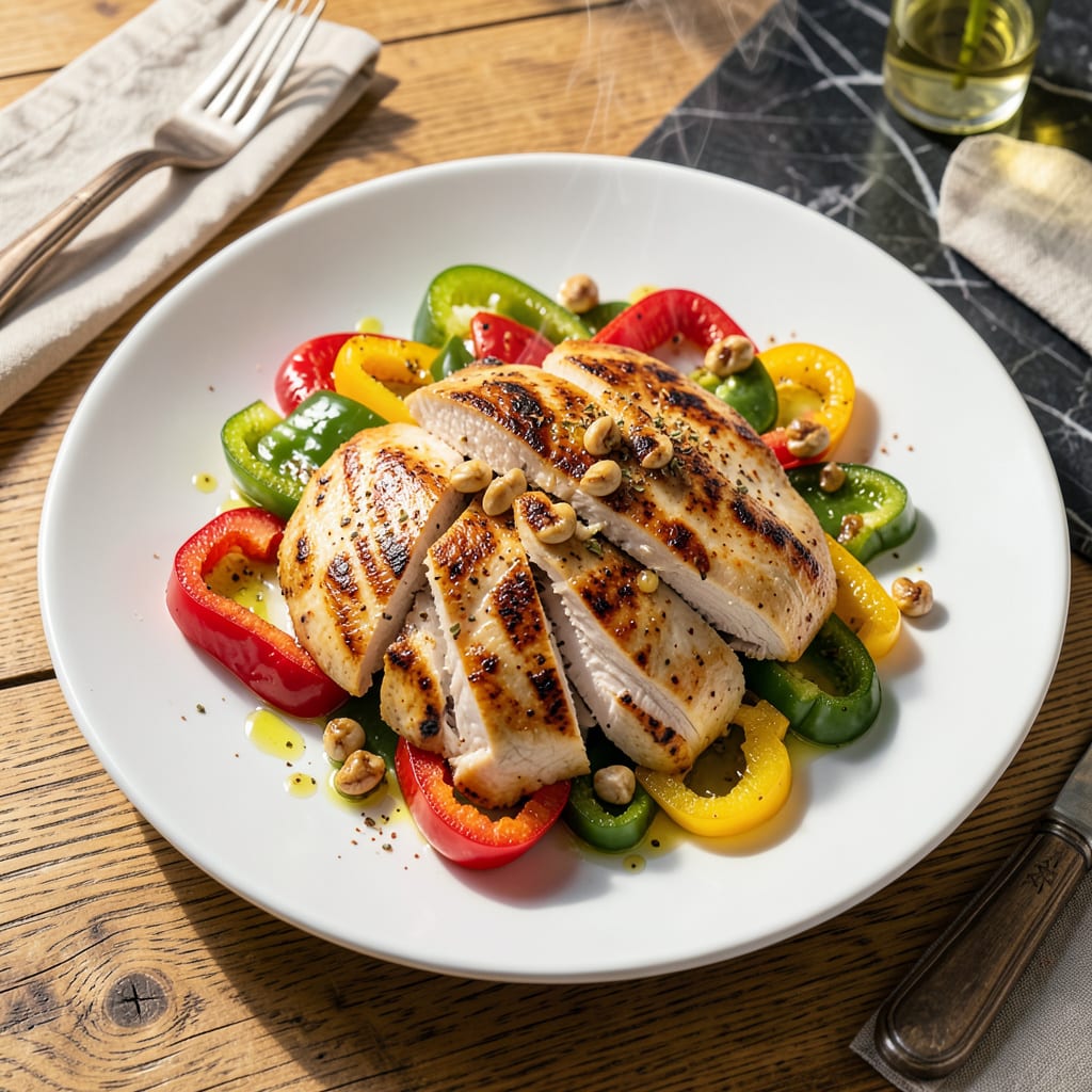 Peppers and Chicken Recipe: Sautéed Veggie and Protein Harmony illustration with key details