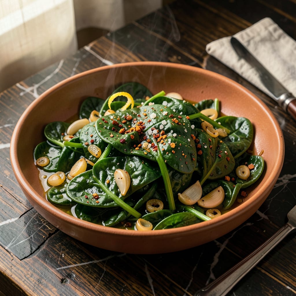 Pete and Sam’s Italian Spinach Recipe: Garlicky Greens in 15 Minutes example with annotations