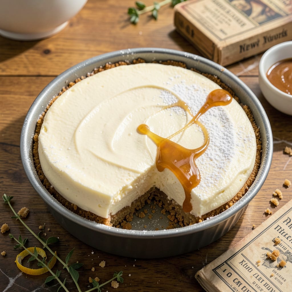 Philadelphia New York Cheesecake Recipe on Box: Classic Bakery Texture at Home example with annotations
