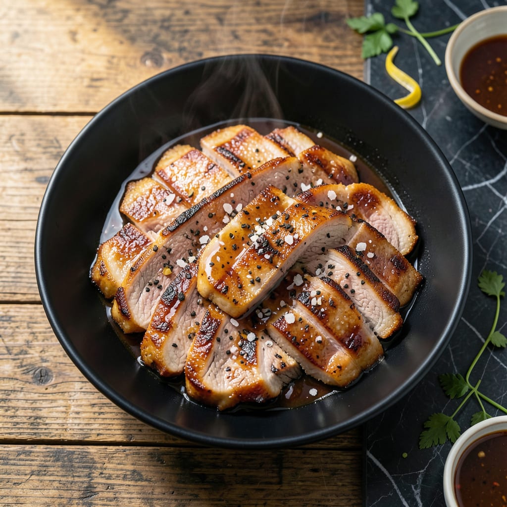 Pork Belly Grilled Recipe: Charred Edges with Sticky Glaze illustration with key details