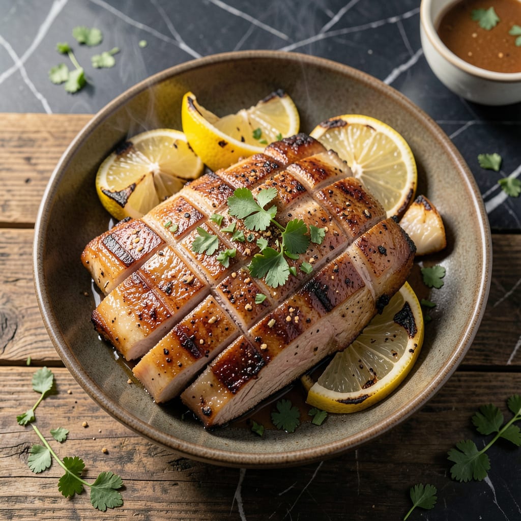 Complete pork belly recipe grill overview image