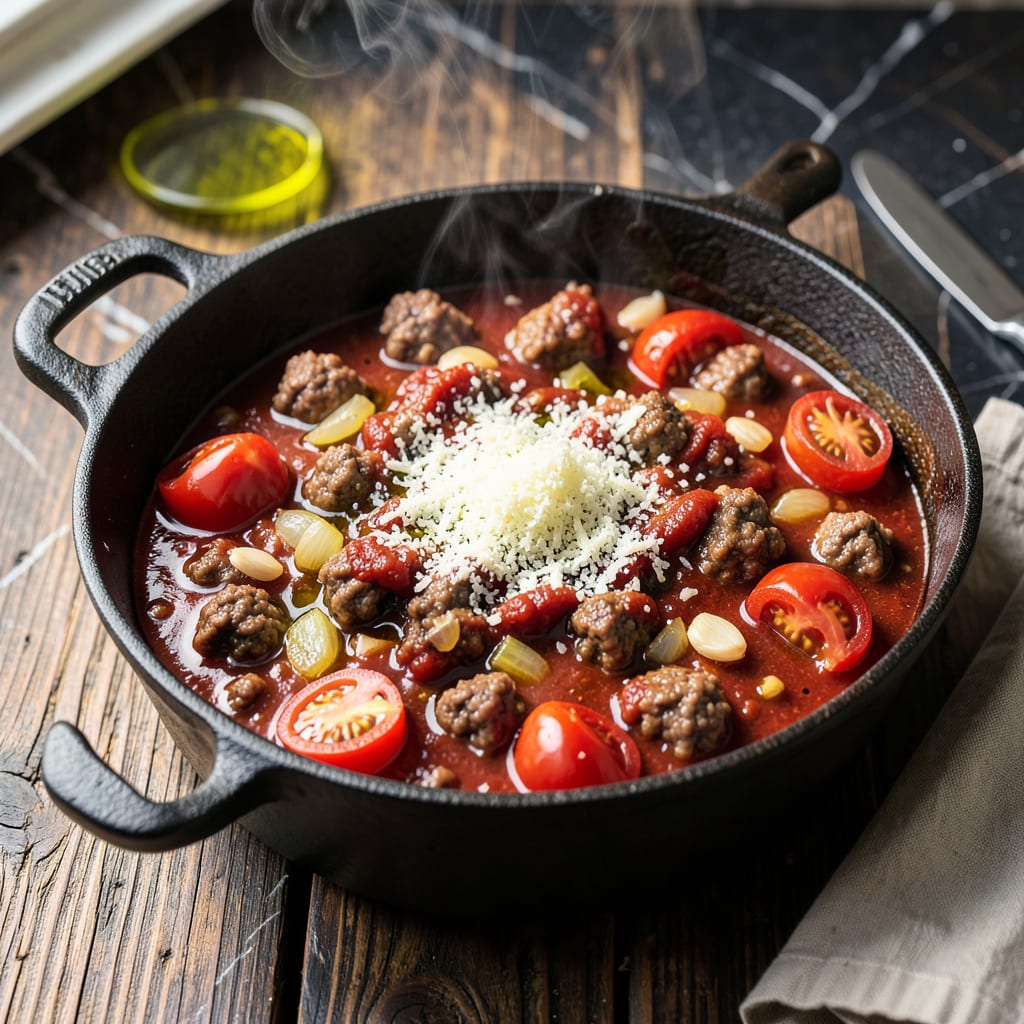Rao's Meat Sauce Recipe: Rich Simmered Depth for Pasta Night illustration with key details