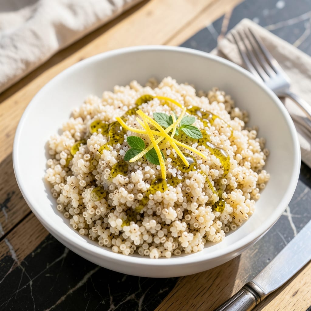Comprehensive recipe for cooked quinoa visual reference