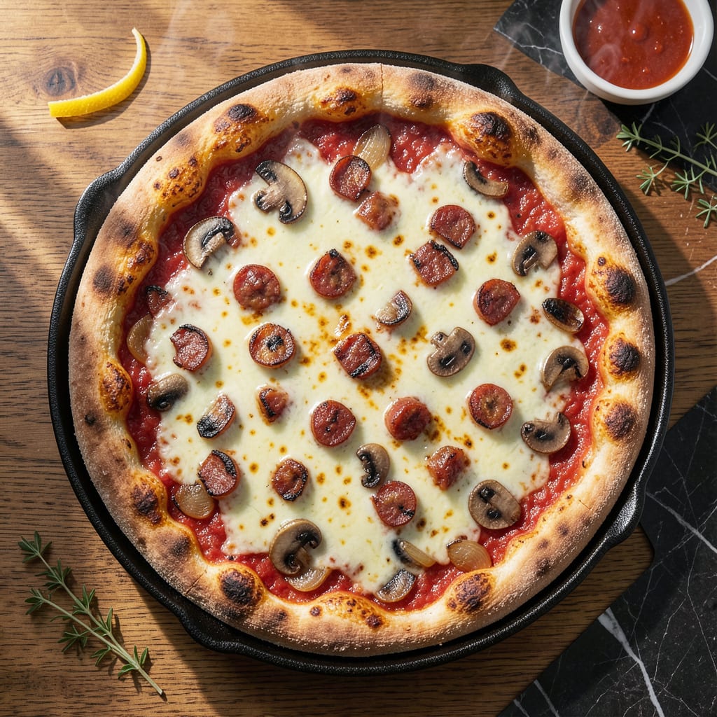 Comprehensive Recipe for Deep Dish Pizza: Buttery Crust and Gooey Cheese Layers visual reference