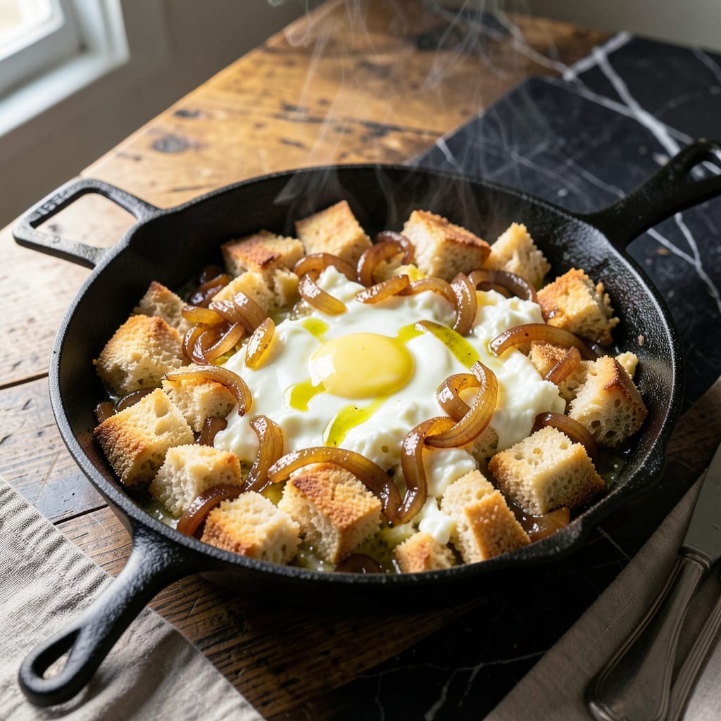 Visual representation of recipe for matzo brei