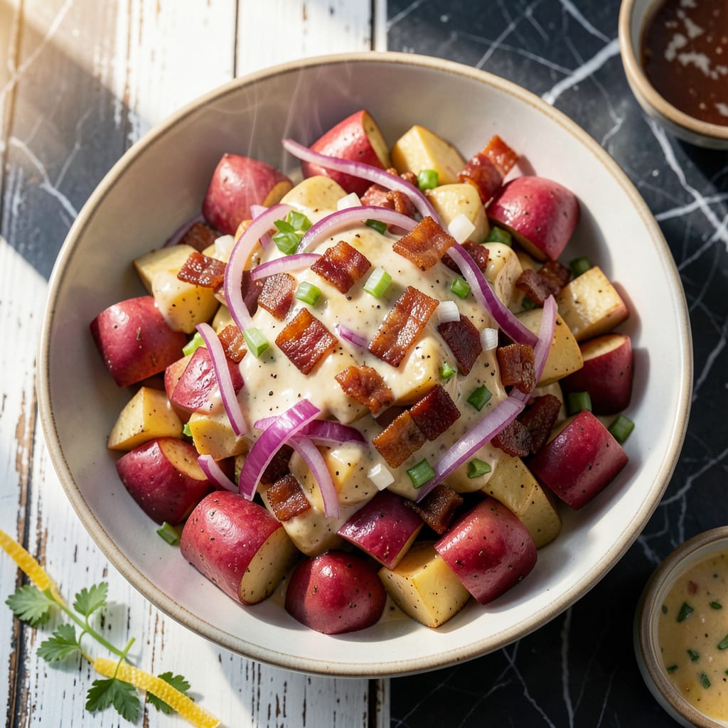 Red Hot and Blue Potato Salad Recipe: Bold Smoky Crunch in Every Bite example with annotations