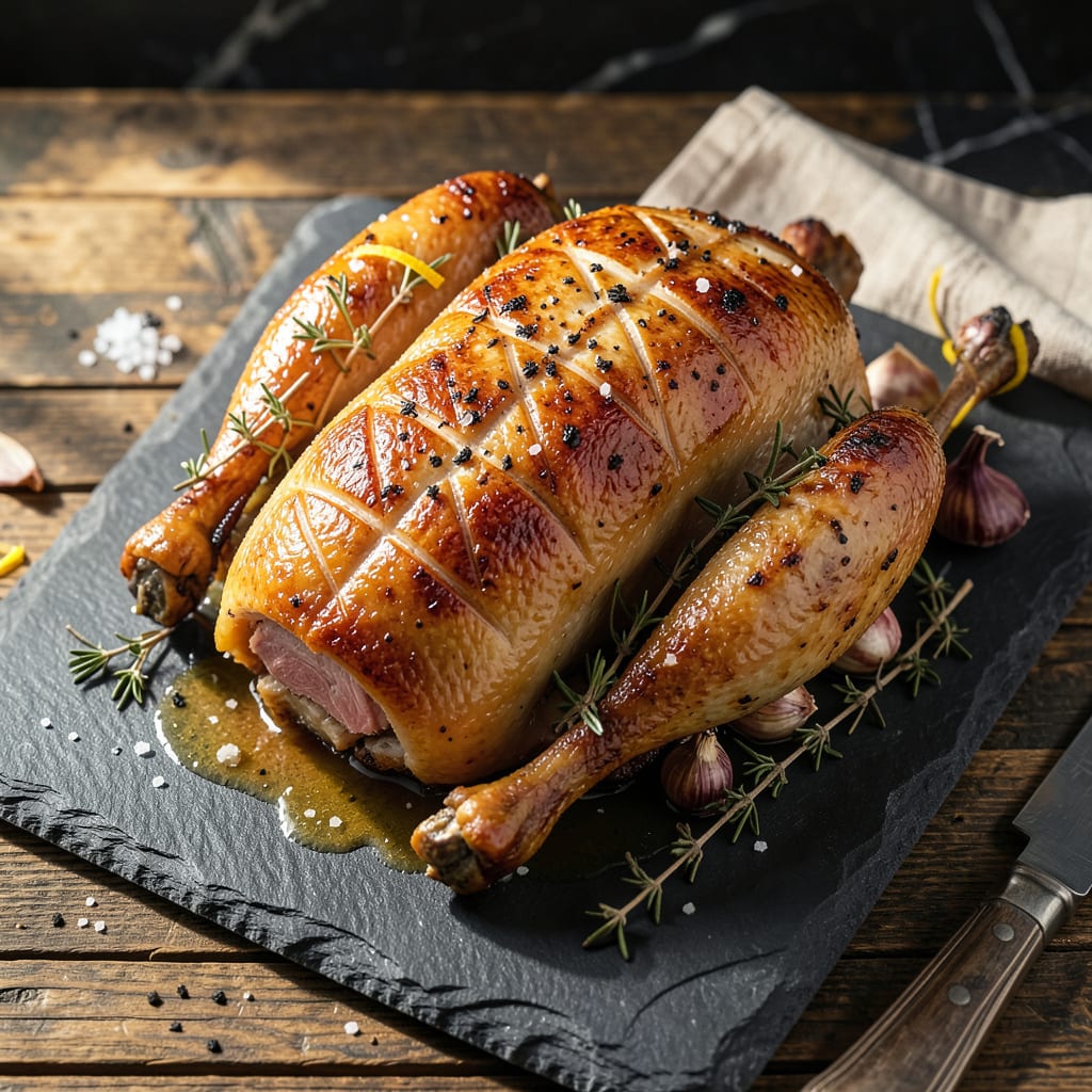 Comprehensive Roast Duck Recipe: Crispy Golden Skin Over Succulent Dark Meat visual reference