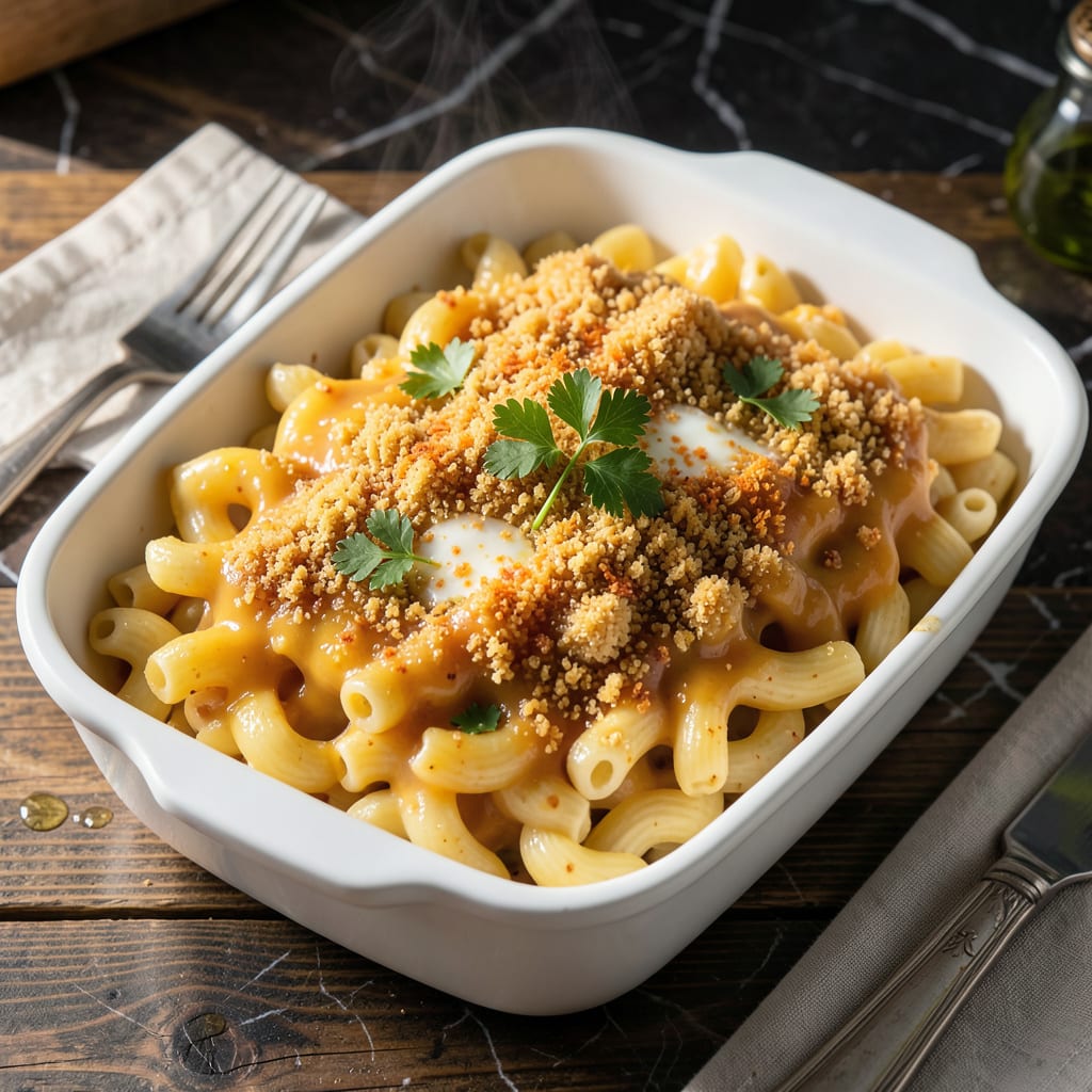 Russ Lee Mac and Cheese Recipe: Velvety Sharp Cheddar With Golden Breadcrumbs detailed visual guide