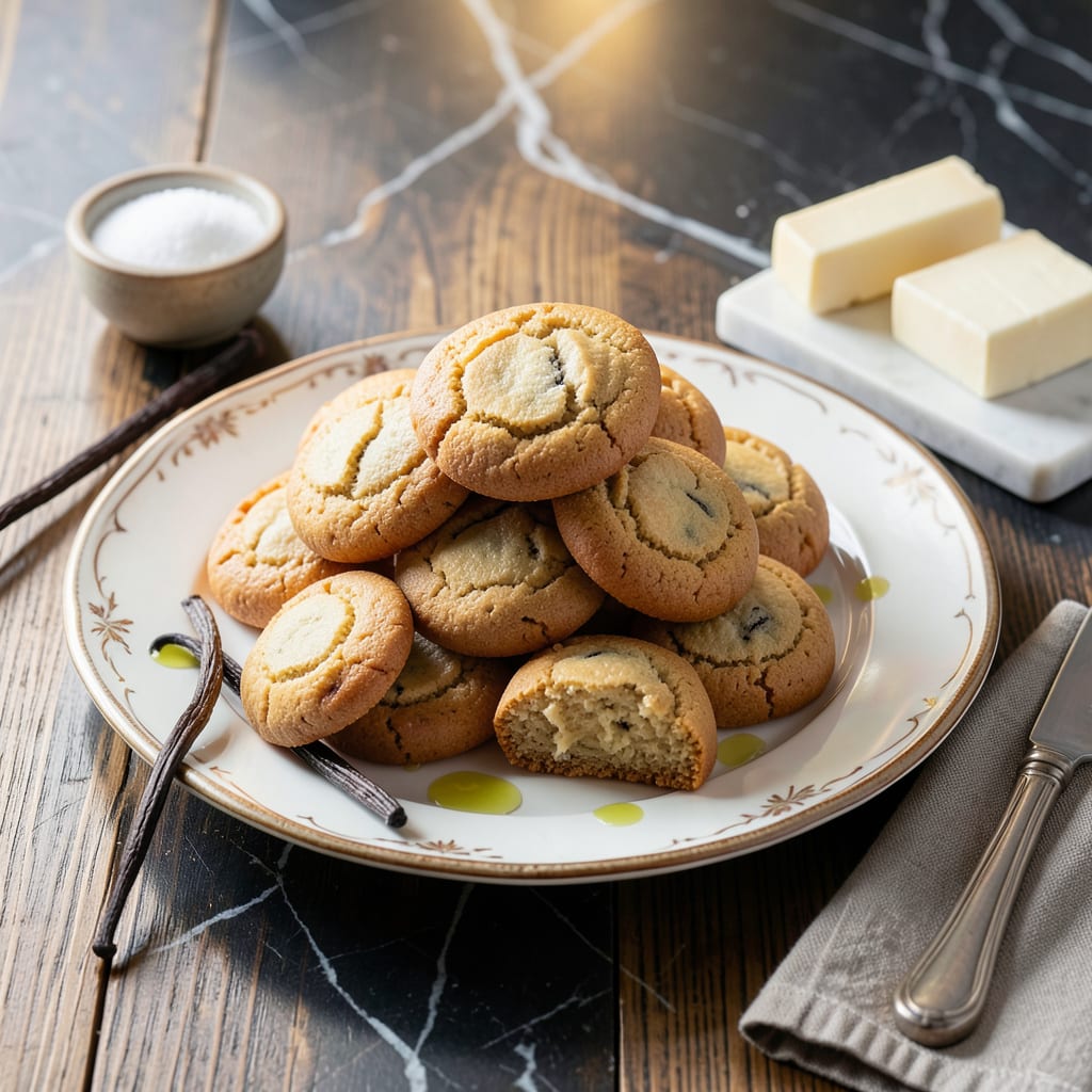 Salerno Butter Cookies Recipe: Italian Vanilla Shortbread Melt illustration with key details