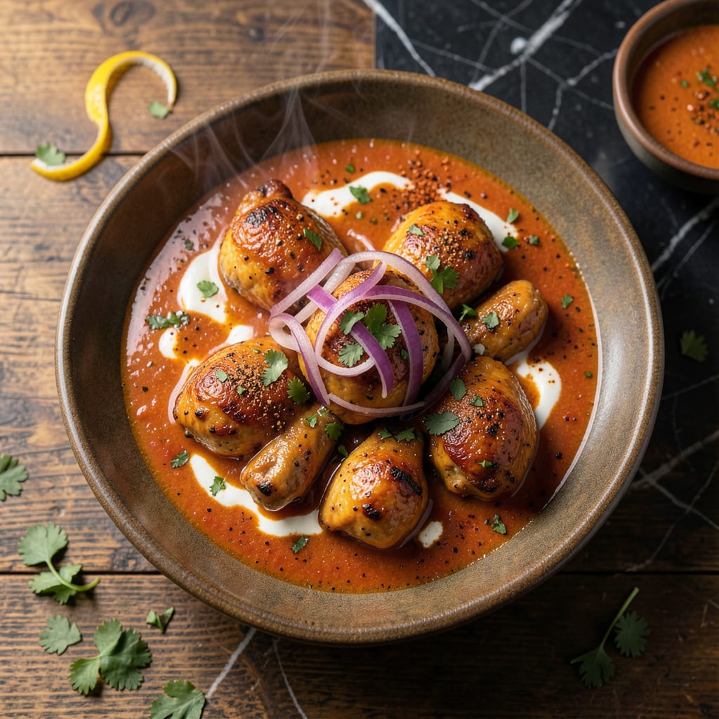 sharwoods butter chicken recipe illustration with key details