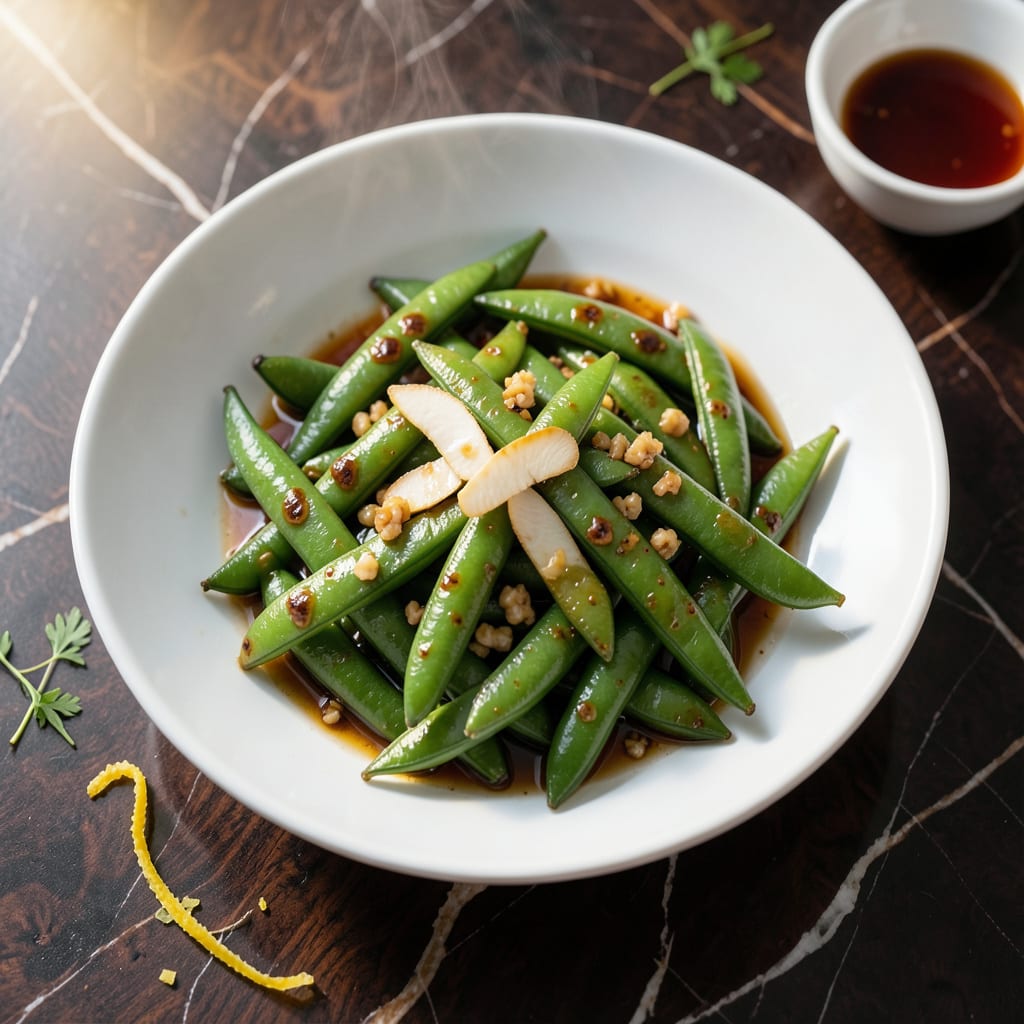 Visual representation of Snow Peas Asian Recipe: Wok Tossed Crisp Tender Delight